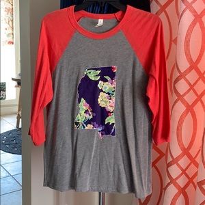 3/$15 Bella Canvas Mississippi Baseball Tee medium